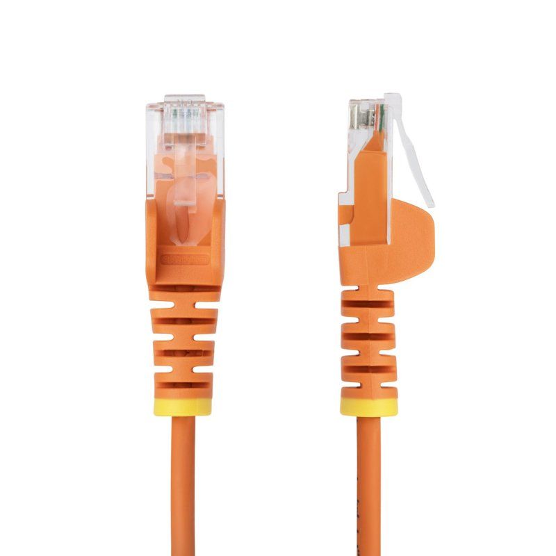 StarTech.com 50cm Orange Slim CAT6 Ethernet Cable, Snagless, 100W PoE, UTP, LSZH, 28AWG Pure Bare Copper Wire, Slim