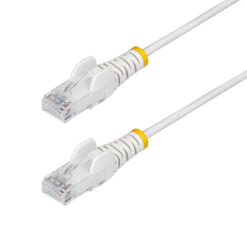 StarTech.com Câble Ethernet CAT6 Blanc Fin de 2,5m, Sans Accroc, 100W PoE, UTP, LSZH, Fil de Cuivre Pur 28AWG, Cordon