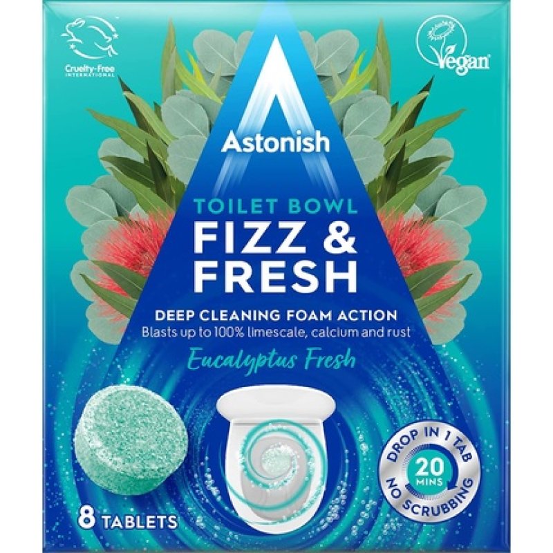 Astonish Toilet Bowl Clean Tabs Fizz Fresh Eucalyptus 8 Tablet Pack