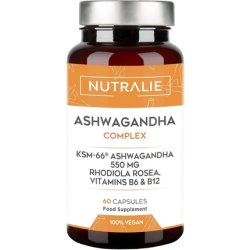 Ashwagandha KSM-66 550mg with Vitamin B6 and B12 60 Capsules Nutralie