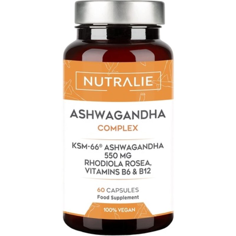 Ashwagandha KSM-66 550mg with Vitamin B6 and B12 60 Capsules Nutralie