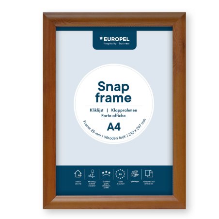 EUROPEL Cadre porte-affiche premium, A4, 25 mm, aspect bois