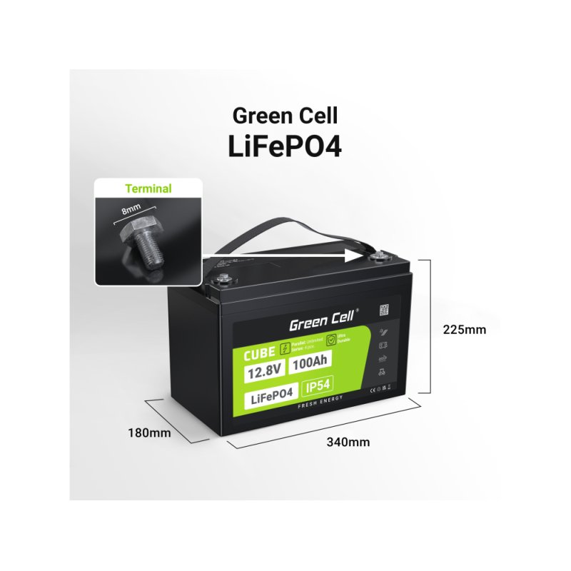 Green Cell LFPGC12V100AH UPS battery Lithium Iron Phosphate (LiFePO4) 12.8 V 100 Ah