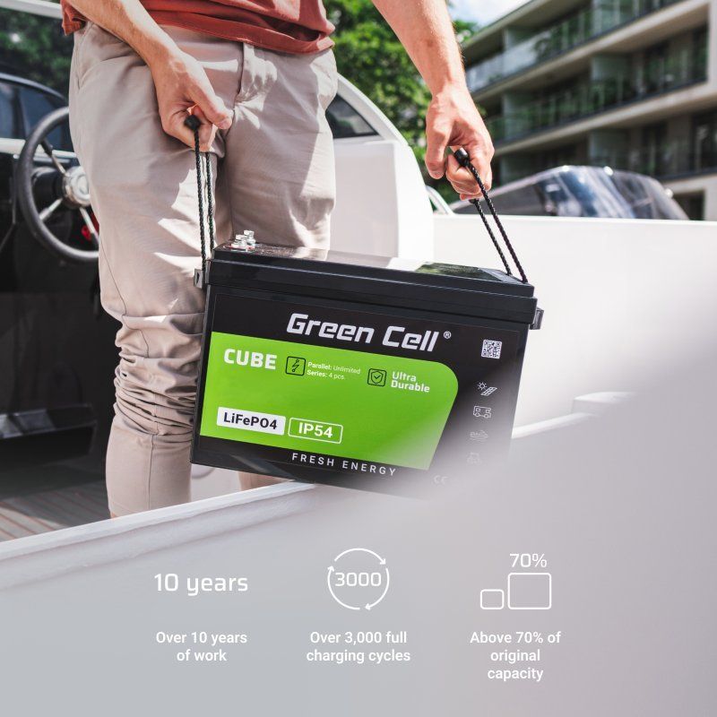 Green Cell LFPGC12V60AH Batterie de l'onduleur Phosphate de fer lithié (LiFePo4) 12,8 V 60 Ah