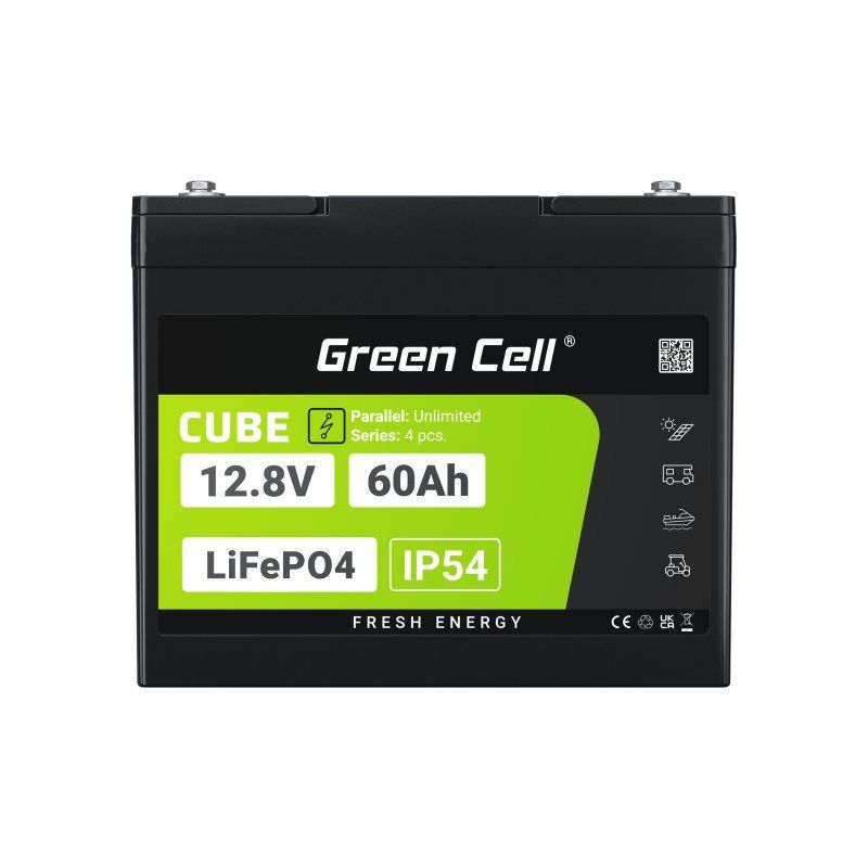 Green Cell LFPGC12V60AH Batterie de l'onduleur Phosphate de fer lithié (LiFePo4) 12,8 V 60 Ah