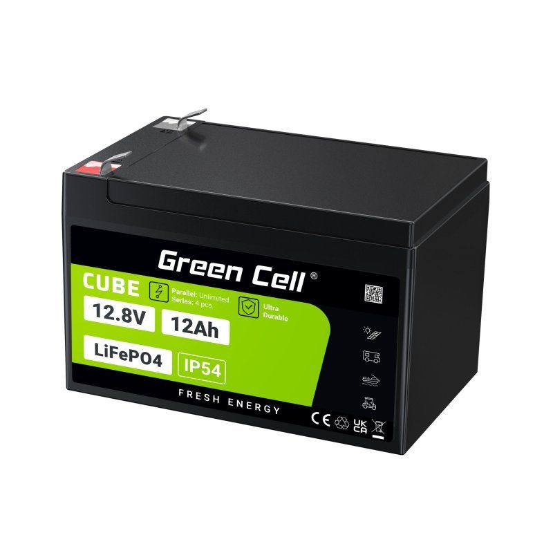 Green Cell LFPGC12V12AH Batterie de l'onduleur Phosphate de fer lithié (LiFePo4) 12,8 V 12 Ah