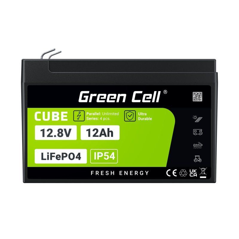 Green Cell LFPGC12V12AH Batterie de l'onduleur Phosphate de fer lithié (LiFePo4) 12,8 V 12 Ah
