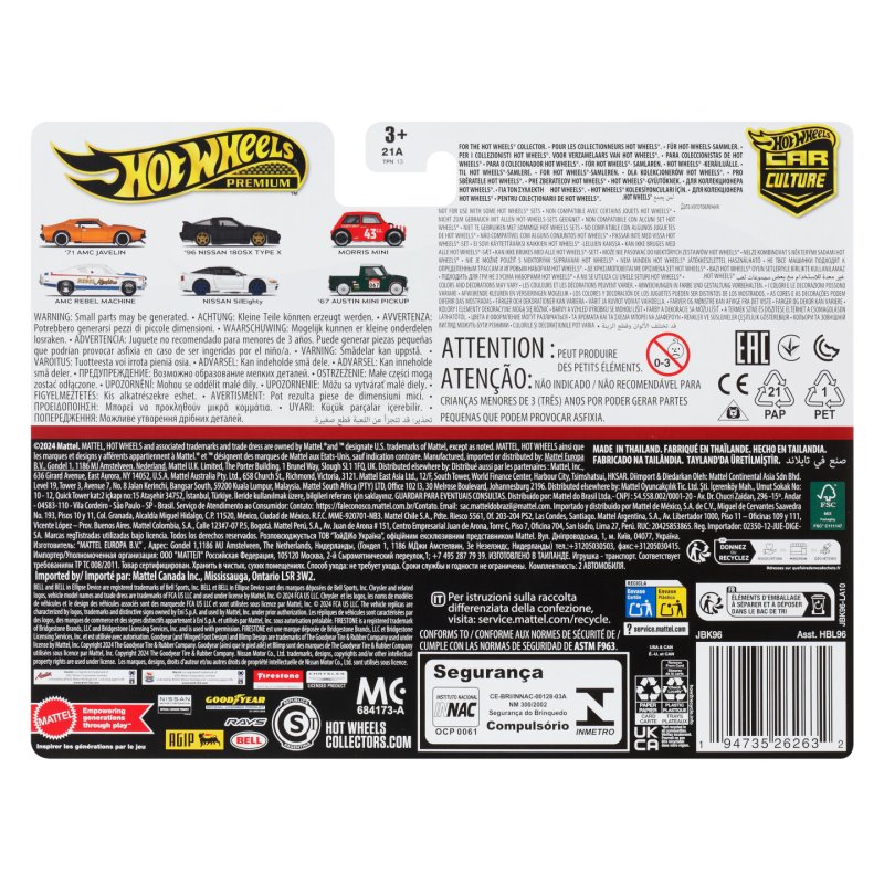 Hot Wheels Premium Car Culture Nissan Silvia 2-Pack, 1:64 Scale Toy Cars for the Adult Collector