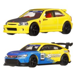 Hot Wheels Premium pack 2 véhicules métal Car Culture 1/64 '99 Honda Civic Type R (EK9) & Honda Civic Type R
