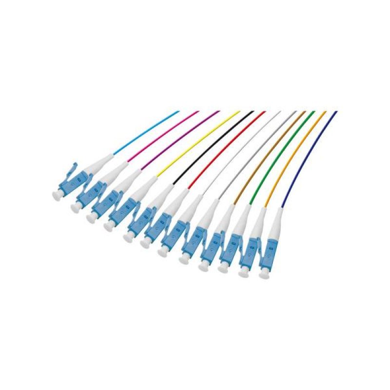 Set of 2m LC-UPC G652D OS2 Low Loss 900µm 12 colours pigtails