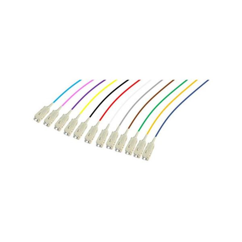 Set of 2m SC-UPC OM3 50/125 Low Loss 900µm 12 colours pigtails