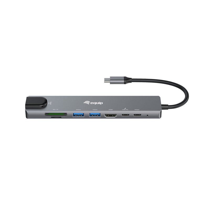Equip Adapter USB-C - HDMI.GbE.3xUSB3.2 Gen1.SD/TF.PD 100W