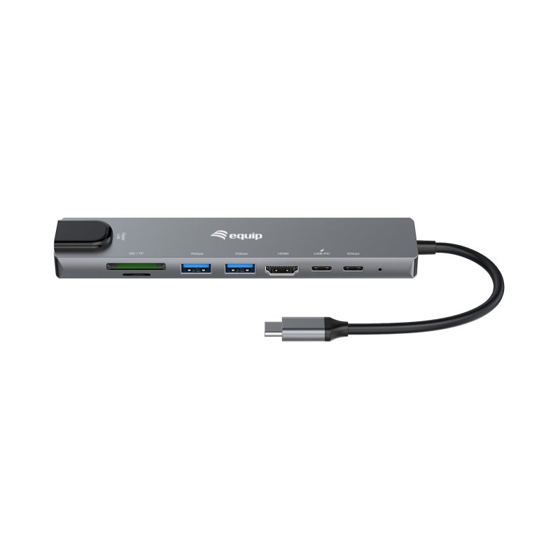 Equip Adapter USB-C - HDMI.GbE.3xUSB3.2 Gen1.SD/TF.PD 100W