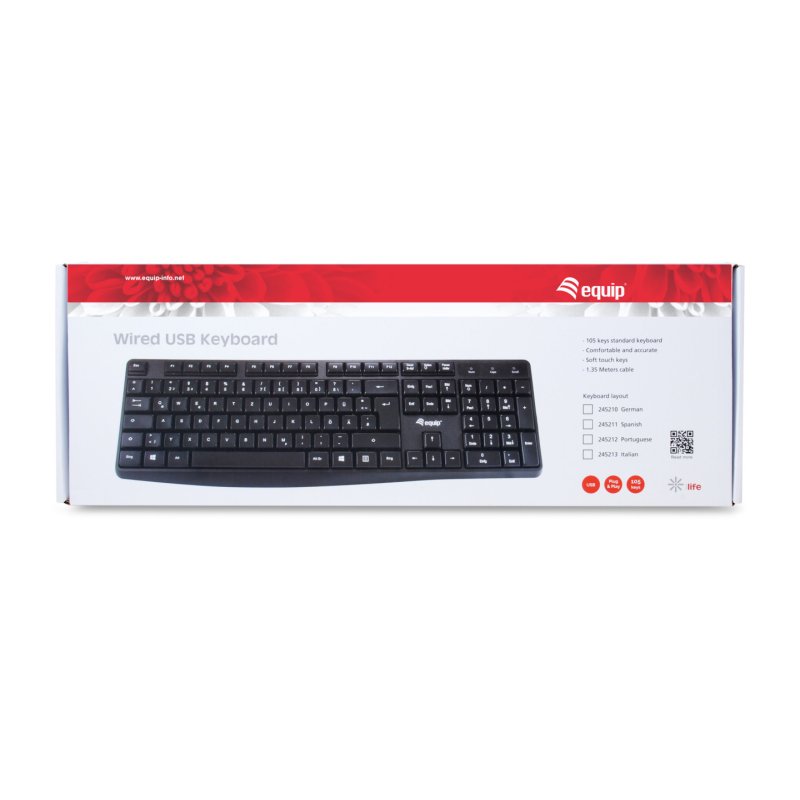 Equip Kabelgebundene USB Keyboard schwarz. spanisch