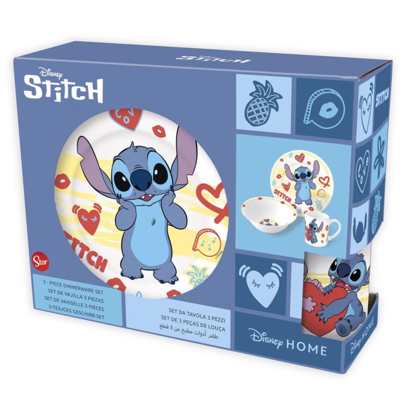 STITCH - Set de Vaisselle - Mug 325ml Bol Assiette 3pc