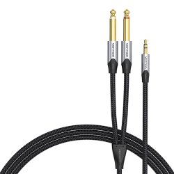 Audio cable mini jack 3.5mm to 2x jack 6.35mm male Vention BARHK 8m