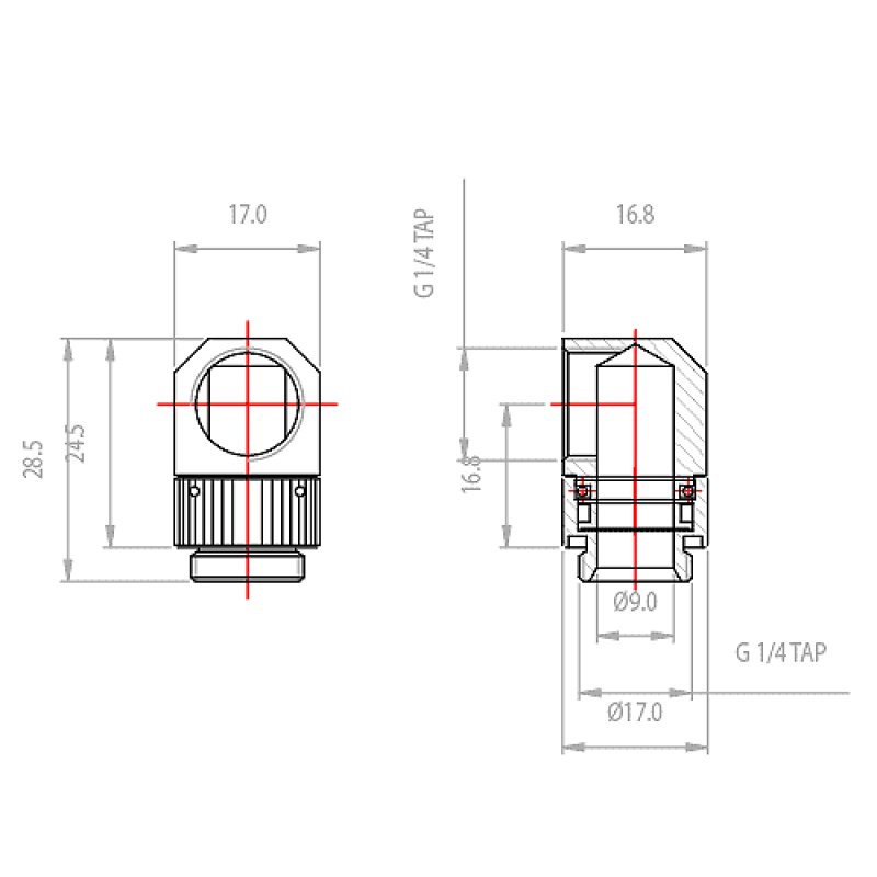 Koolance G1/4 AG zu G1/4 IG Adapter, 90°, Swivel - vernickelt