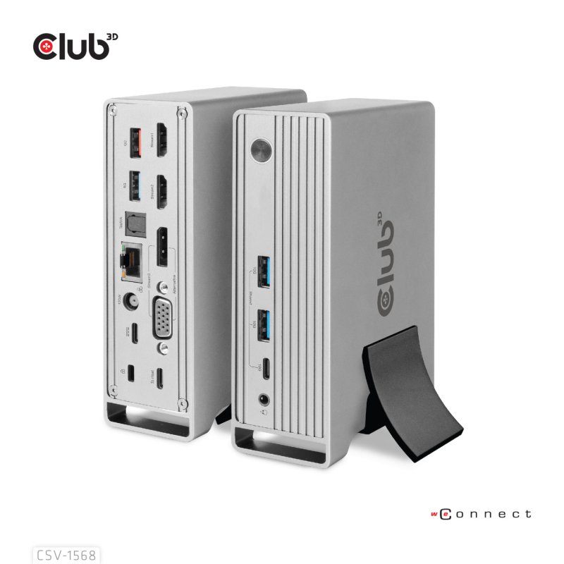 CLUB3D Docking station(Metal casing)1x USB Gen2 Type-C Female (data) 2x USB Gen2 Type-A Female 1x USB Gen1 Type-A