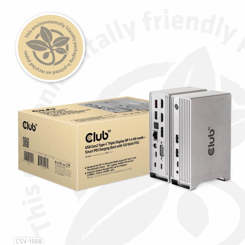 Club3D 4K ChargingDock USB-C -6xUSB3/DP/2xHDMI/VGA/LAN 120W