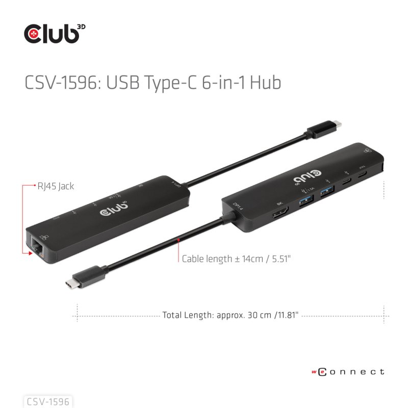 Club3D USB-C 6in1-HUB HDMI/2xUSB/2xUSB-C/LAN 4K120Hz PD100W