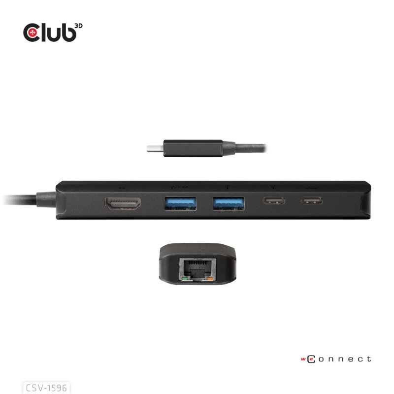 CLUB3D CSV-1596 station d'accueil USB 3.2 Gen 1 (3.1 Gen 1) Type-C Noir
