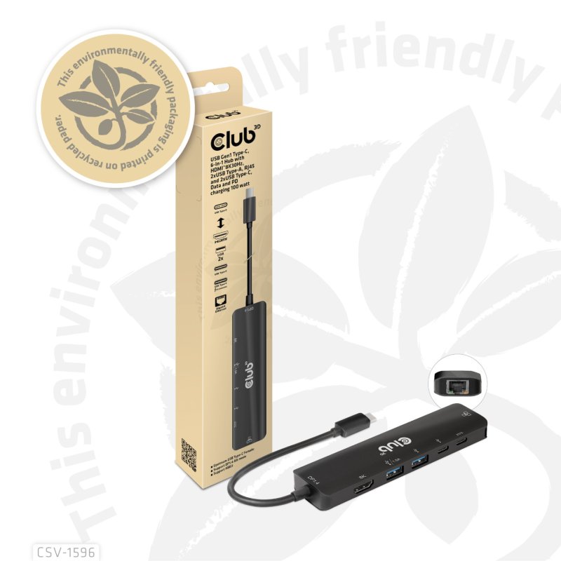 Club3D USB-C 6in1-HUB HDMI/2xUSB/2xUSB-C/LAN 4K120Hz PD100W
