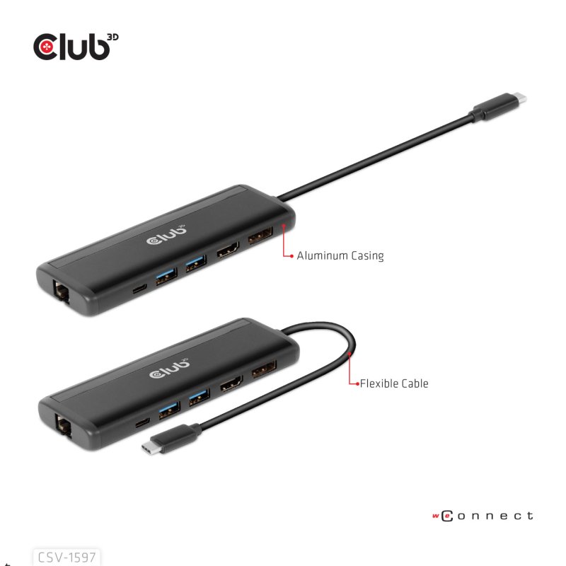 CLUB3D CSV-1597 station d'accueil USB 3.2 Gen 1 (3.1 Gen 1) Type-C Noir