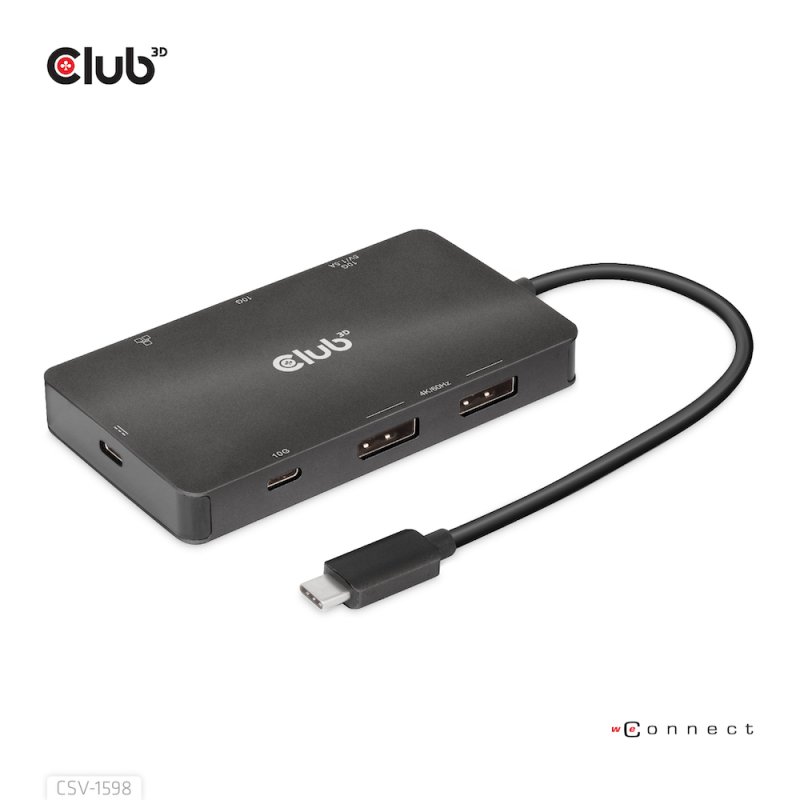 CLUB3D CSV-1598 station d'accueil USB 3.2 Gen 2 (3.1 Gen 2) Type-C Noir