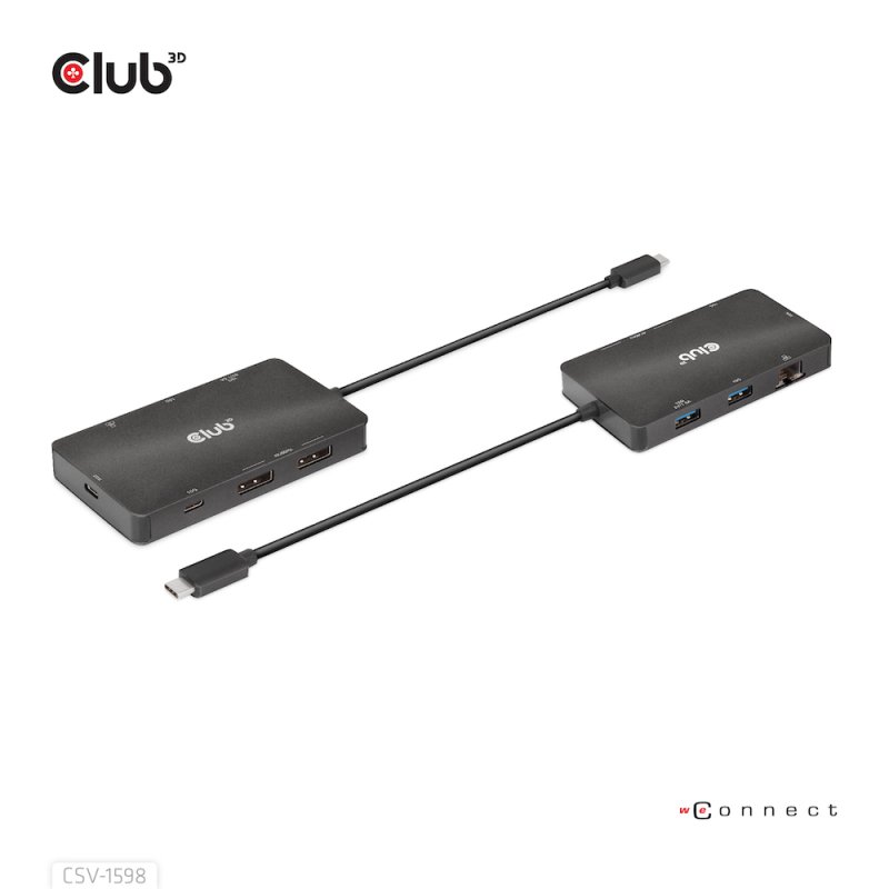 CLUB3D CSV-1598 station d'accueil USB 3.2 Gen 2 (3.1 Gen 2) Type-C Noir