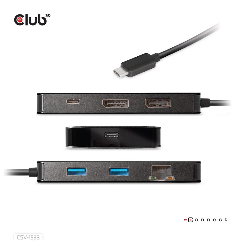 Club3D USB-C 7in1-HUB 2xDP/2xUSB/2xUSB-C/LAN 4K60Hz PD100W