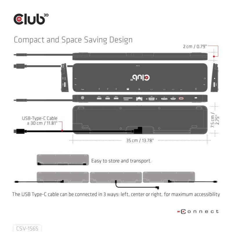 Club3D 4K ChargingDock USB-C -5xUSB3/DP/HDMI/VGA/LAN 100W