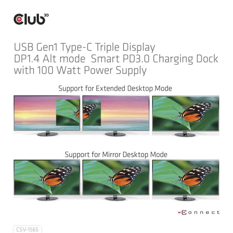 Club3D 4K ChargingDock USB-C -5xUSB3/DP/HDMI/VGA/LAN 100W
