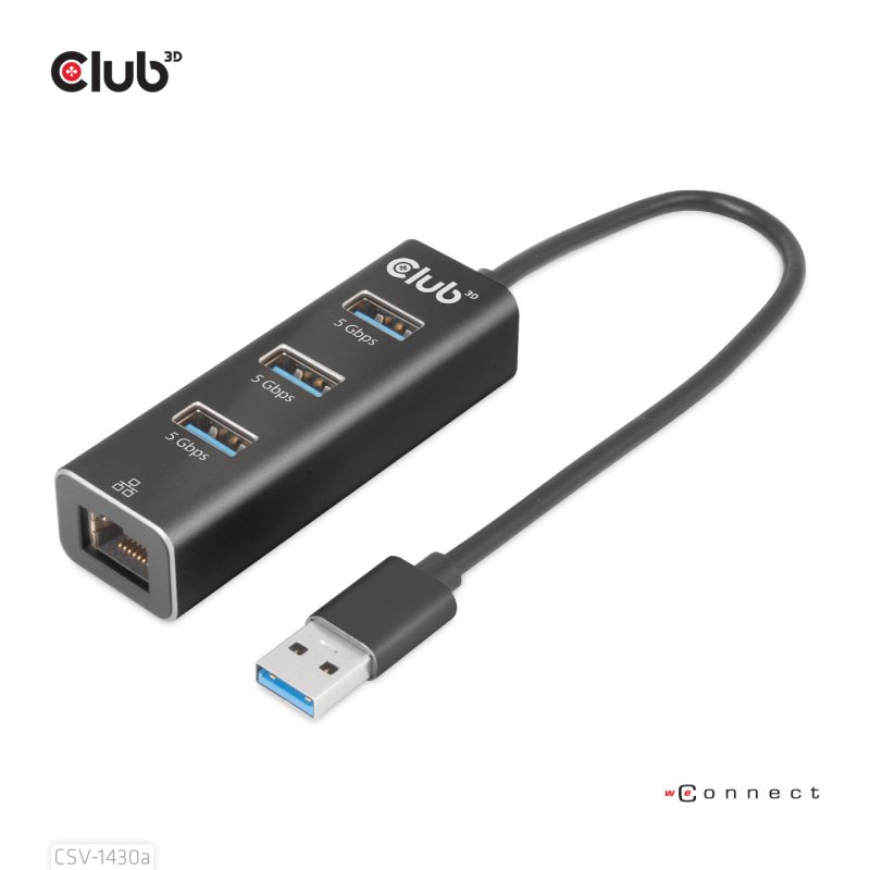 Club3D Adapter USB 3.2 Typ A 3x USB 3.2 Typ A/LAN