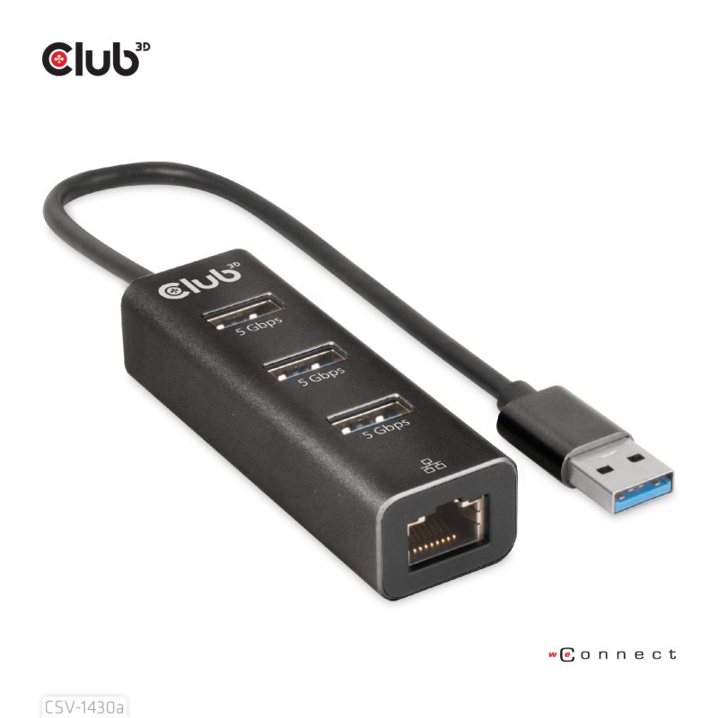 Club3D Adapter USB 3.2 Typ A 3x USB 3.2 Typ A/LAN