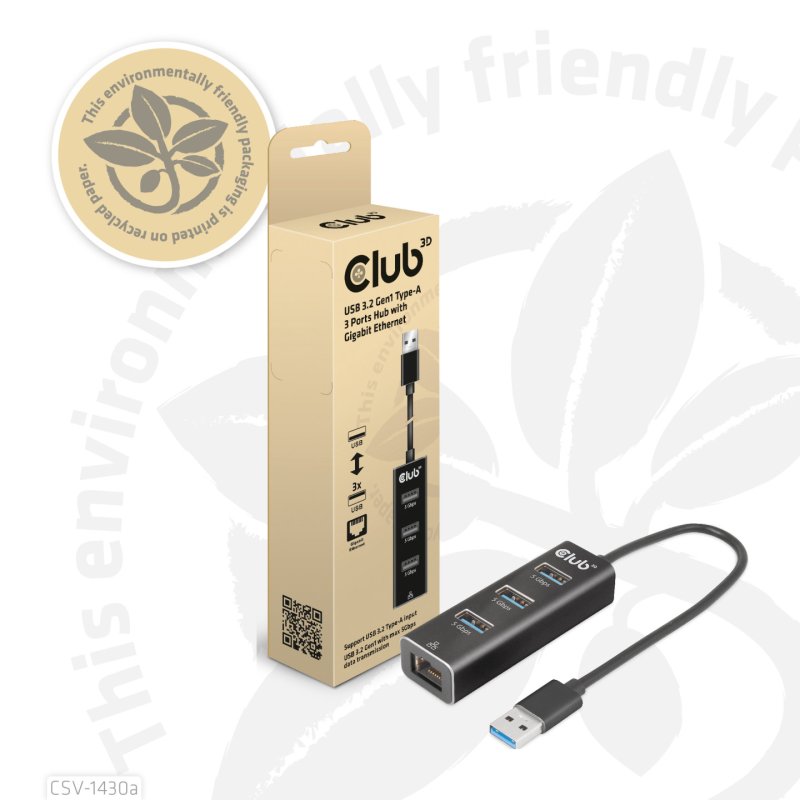 CLUB3D CSV-1430a Avec fil USB 3.2 Gen 1 (3.1 Gen 1) Type-A Noir
