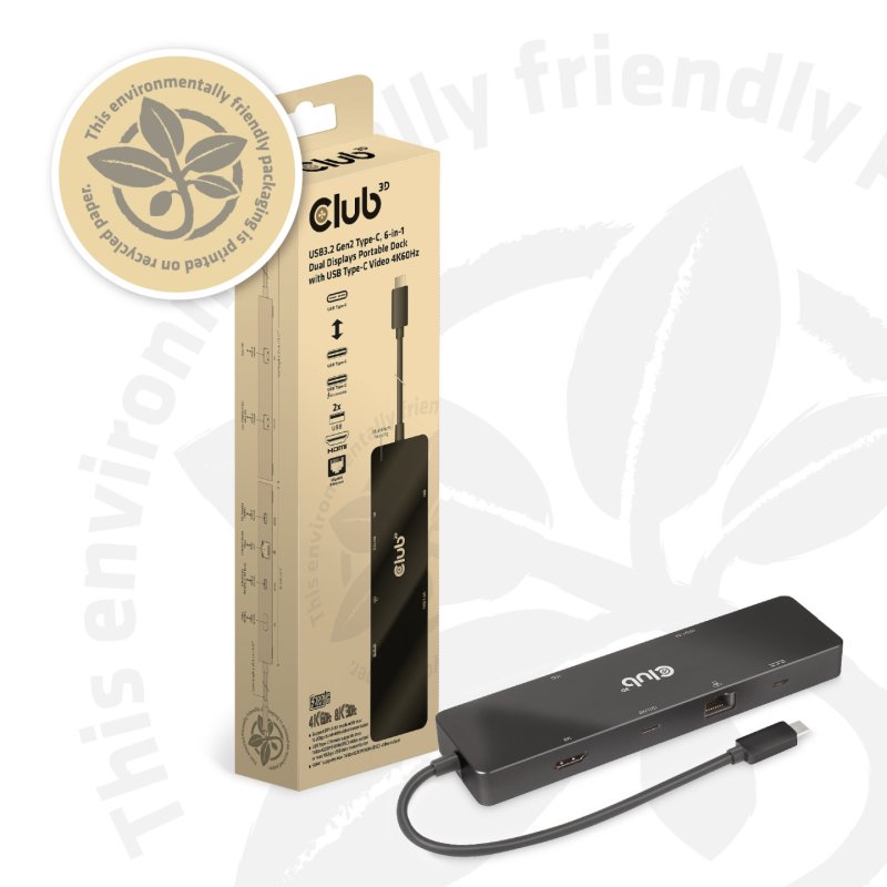 Club3D USB-C 6in1-HUB HDMI/2xUSB-C/2xUSB/LAN 8K30Hz PD100W