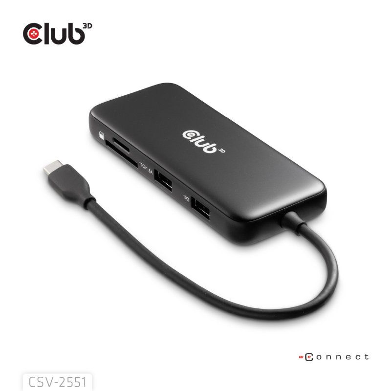 CLUB3D 8-1 Portable Dock USB Type-C 10Gbps to HDMI™ and DisplayPort™ 8K30Hz PD Max.100Watt