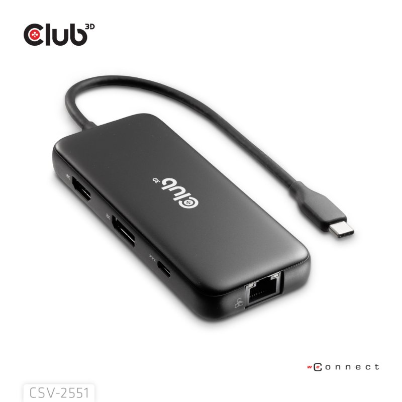 Club3D USB-C 8in1-HUB DP1.4/HDMI2.0/USB-C/LAN 8K30Hz PD100W