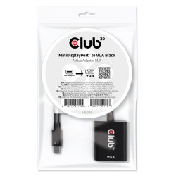 Club3D Adapter MiniDisplayport VGA aktiv St/Bu schwarz Polybeutel