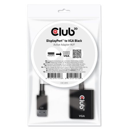 CLUB3D DisplayPort™ to VGA Black Active Adapter M/F