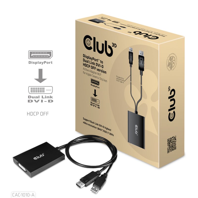 CLUB3D CAC-1010-A câble vidéo et adaptateur 0,6 m DisplayPort DVI-D USB