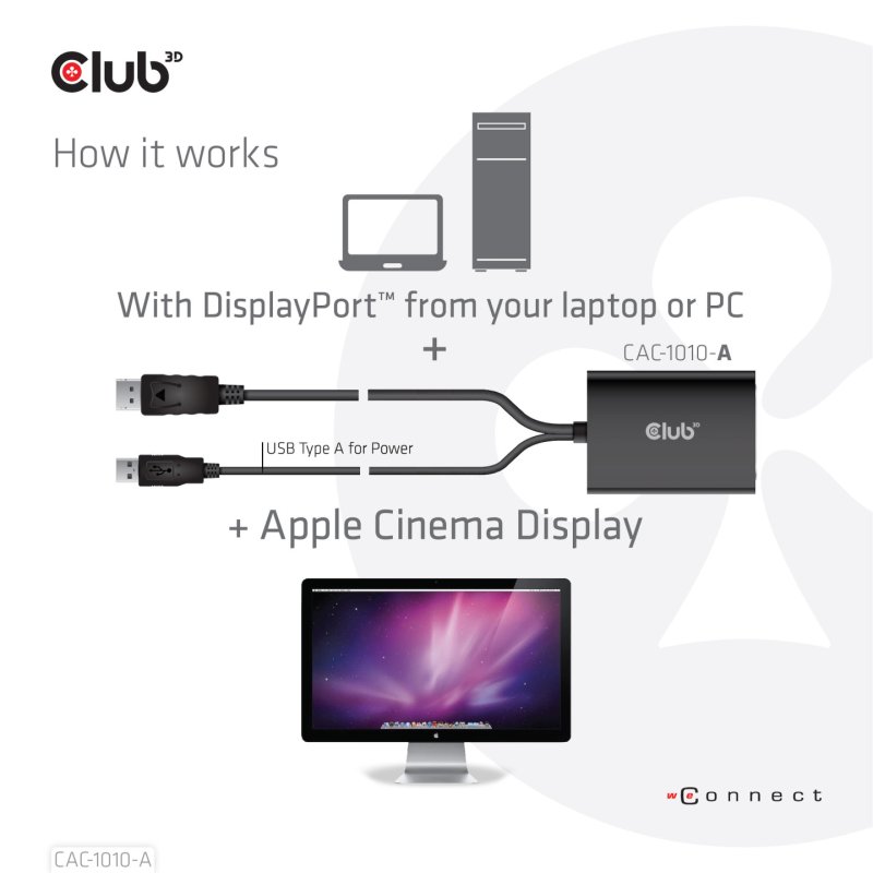 Club3D Adapter DisplayPort DVI-D HDCP OFF aktiv St/Bu retail