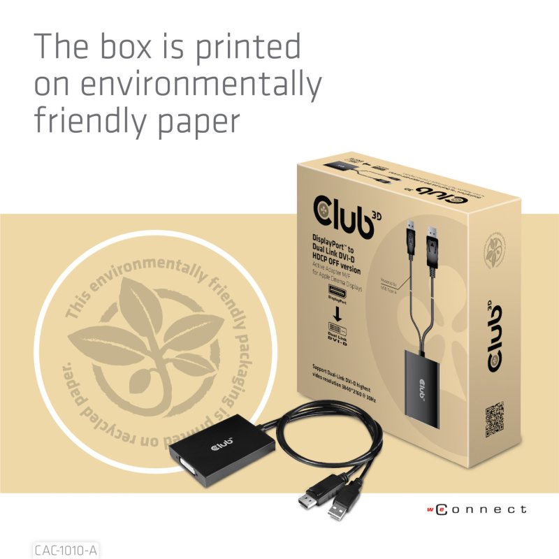 CLUB3D CAC-1010-A câble vidéo et adaptateur 0,6 m DisplayPort DVI-D USB