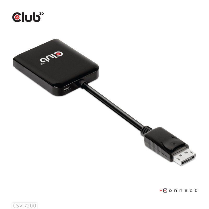 CLUB3D Multistream Transport (MST) Hub DisplayPort™1.4 to DisplayPort™1.4 Dual Monitor 4K60Hz M/F