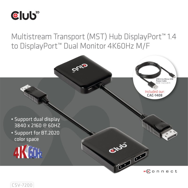 Club3D Multi Streaming Transport Hub 1xDP-DP/HDMI 4K60Hz retail
