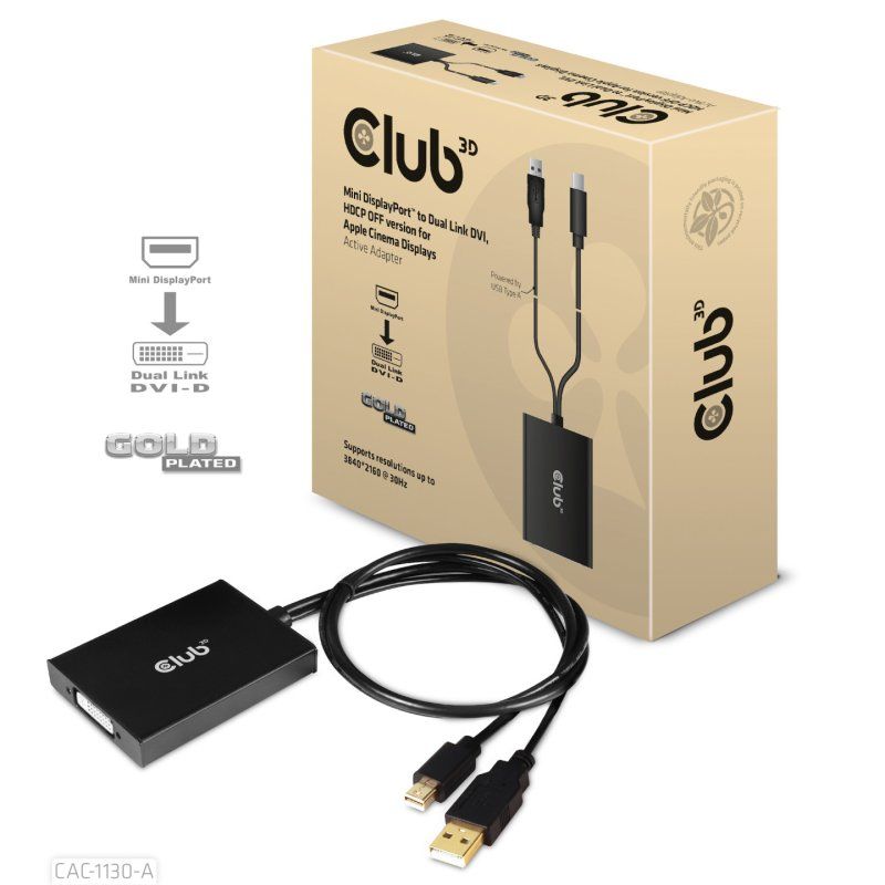 CLUB3D CAC-1130-A câble vidéo et adaptateur 0,6 m DVI-D Mini DisplayPort USB Type-A Noir