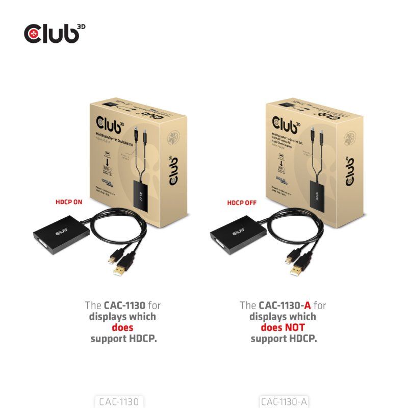 CLUB3D CAC-1130-A câble vidéo et adaptateur 0,6 m DVI-D Mini DisplayPort USB Type-A Noir