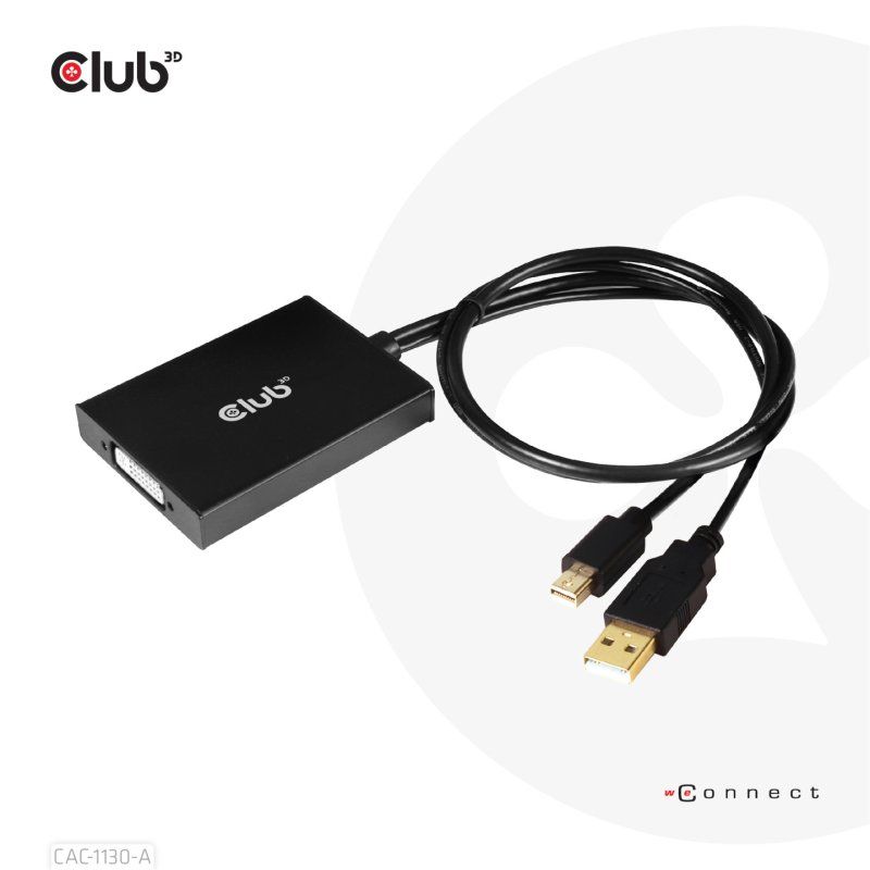 CLUB3D CAC-1130-A câble vidéo et adaptateur 0,6 m DVI-D Mini DisplayPort USB Type-A Noir