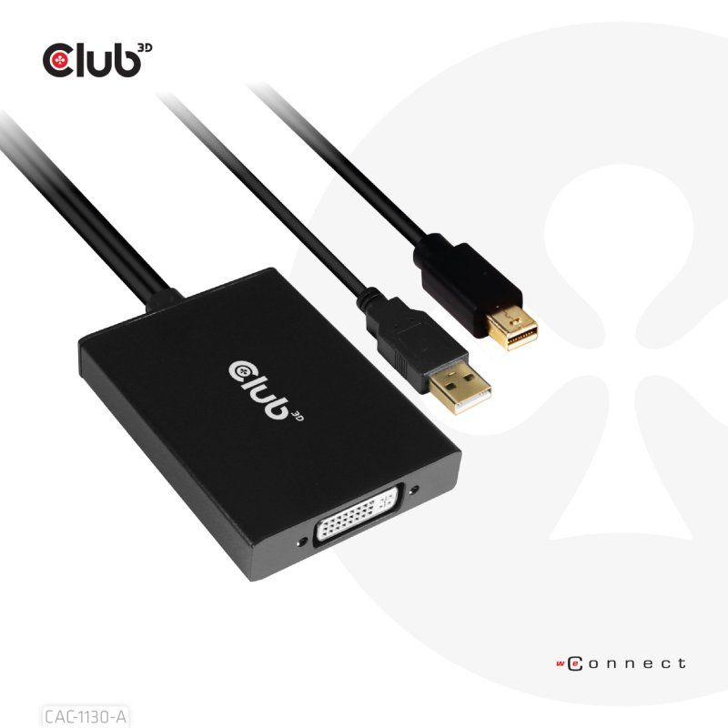 CLUB3D CAC-1130-A câble vidéo et adaptateur 0,6 m DVI-D Mini DisplayPort USB Type-A Noir