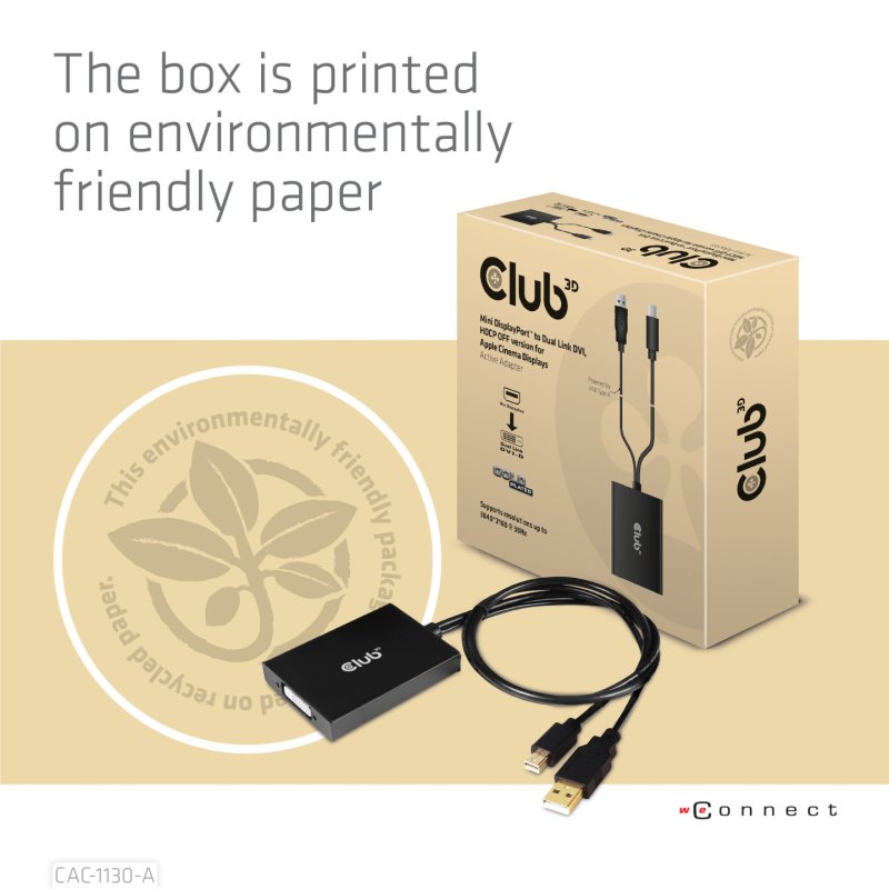 Club3D Adapter MiniDisplayport DVI DualLink HDCP Off St/Bu retail